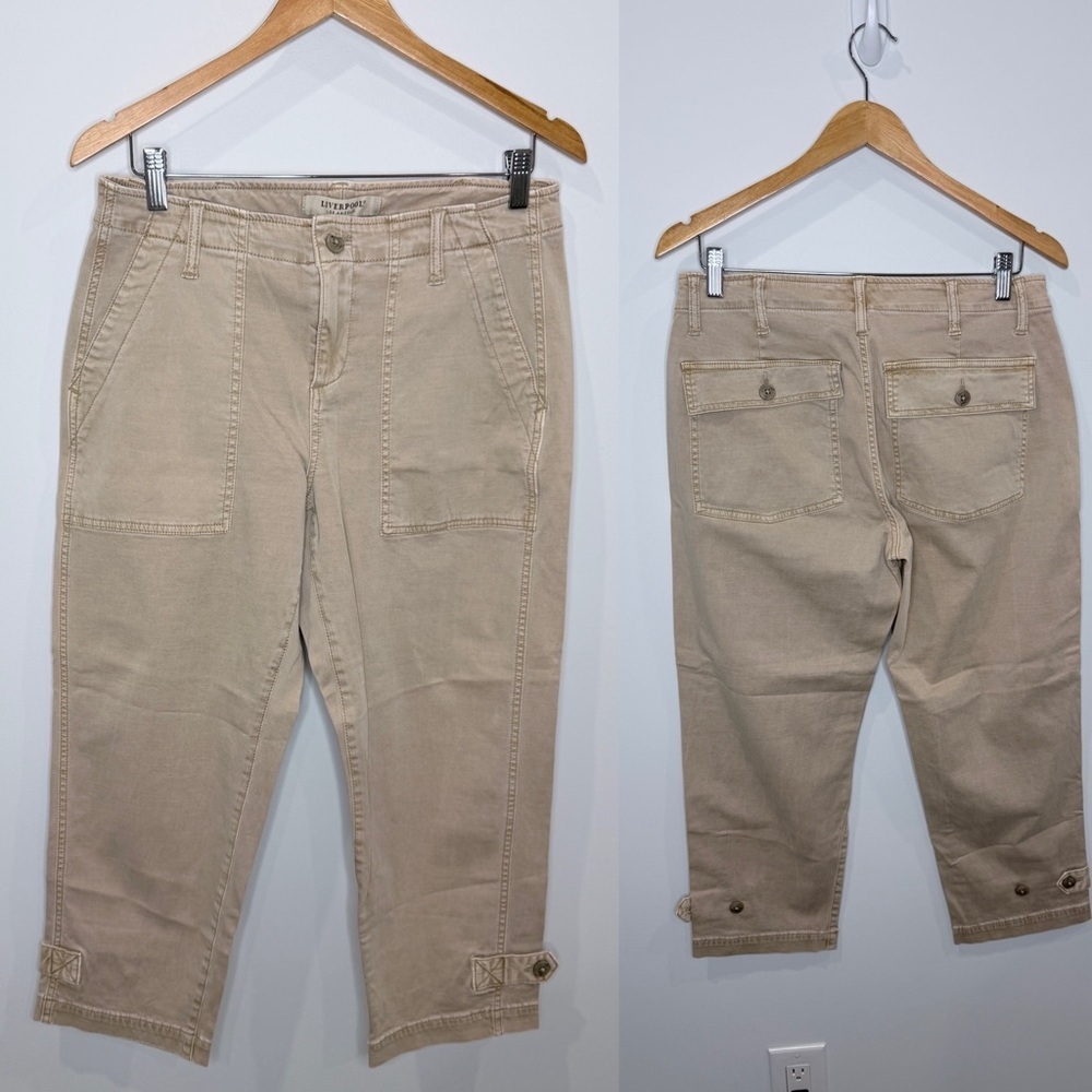 Liverpool Washed Brown Wide Leg Cropped Jeans